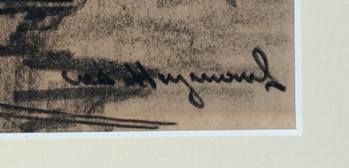 Tekening, Boot aan de meerpaal in de haven