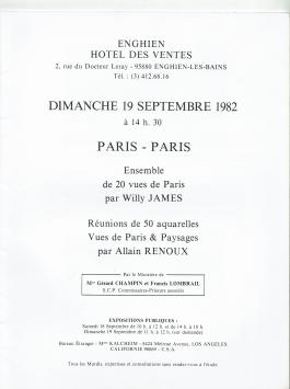 2051. Enghien: Paris ensemble de 20 vues de Paris par Willy james Réunions de 50 aquarelles Vues de Paris & Paysages par Allain Renoux