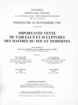 2053. Enghien: Importante vente de Tableaux et Sculptures des maitres du XIX et Modernes