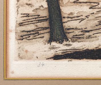 Julien Célos met een ets in kleur