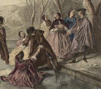 Herdruk,  Hiver E.A. Champollion naar Nicolas Lancret 1885