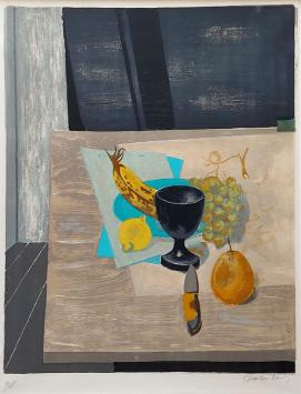 Franse kunstenaar Roger Chapelain-Midy met een litho