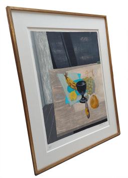 Stilleven Fruit, mes en zwarte beker 39/125