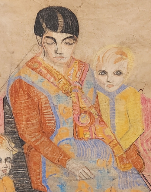 De Belgische kunstenaar Charles Counhaye met een tekening