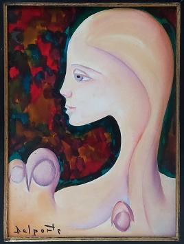 Surrealistisch schilderij op doek van de schilder Charles Delporte kopen