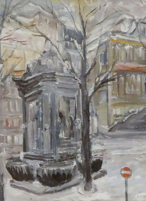 Winters landschap van de Belgische schilder Charles Louis Kerfs
