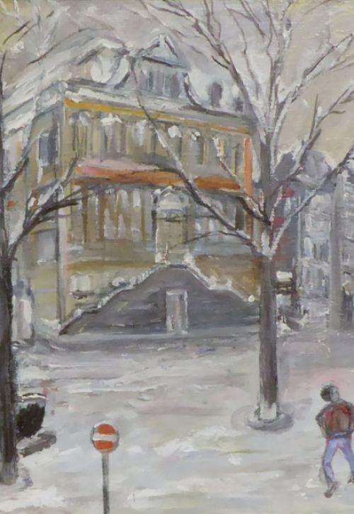 Paysage d\'hiver du peintre belge Charles Louis Kerfs