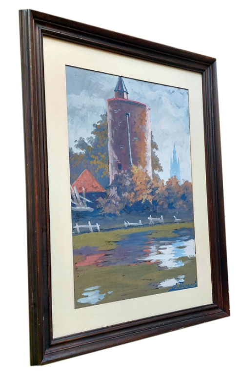 Schilderij op papier van Charles Poupaert