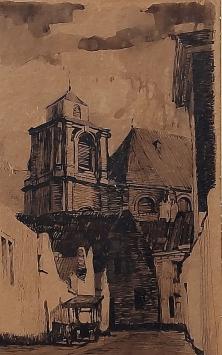 Charles Swyncop met een kunstwerkje uit 1933