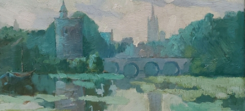 De Brugse schilder met een zicht op het Minnewater te Brugge