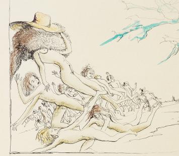 Auguste Chevalier met surrealistisch kunstwerk op papier