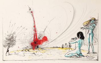 Kunst op papier door Auguste Chevalier, surrealisme