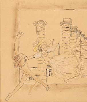 Auguste Chevalier met surrealistisch kunstwerk op papier
