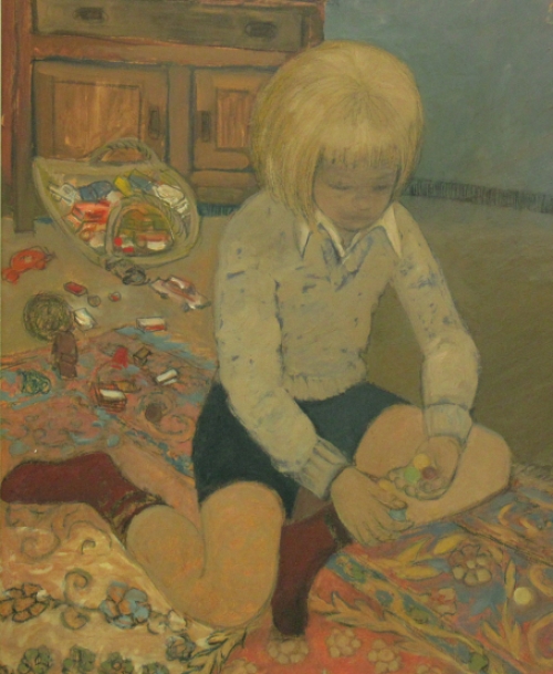 kunstenaar Chris Pots met een spelend kind