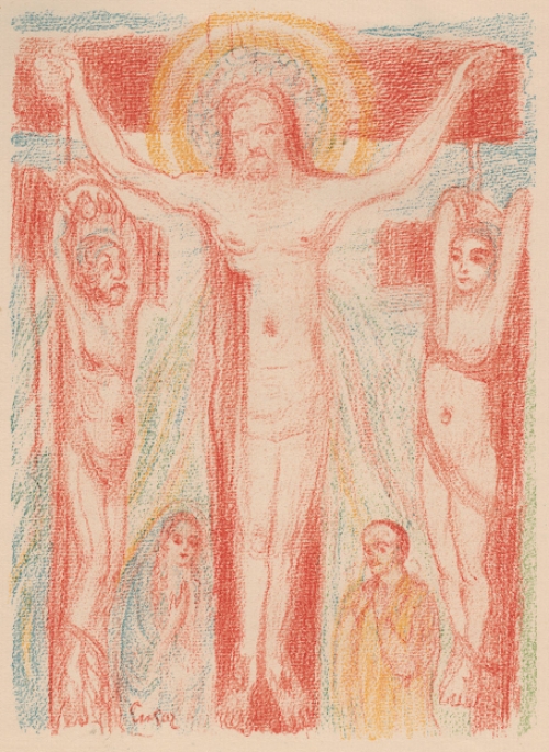 Gekleurde ets van James Ensor uit Scènes de la vie du Christ