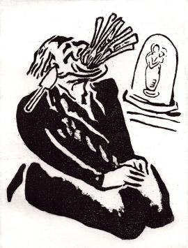 Jan Vanriet met een ets uit 1998