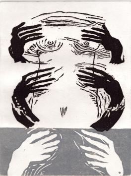 Jan Vanriet met een ets uit 1998