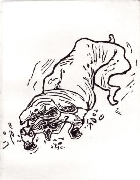 Jan Vanriet met een kleine ets uit 1998