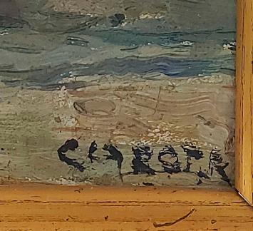 Zicht op begijnhof door René Clarot geschilderd