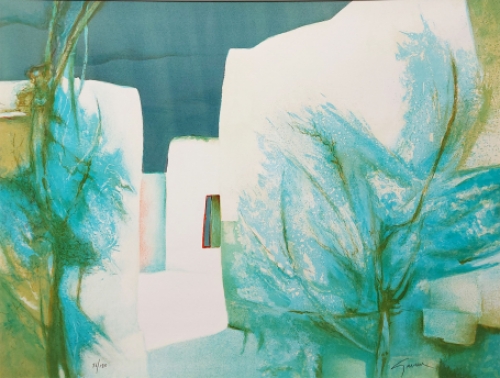 Claude Gaveau met een litho