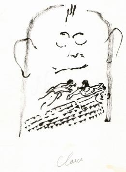Penseeltekening van de Belgische kunstenaar Hugo Claus