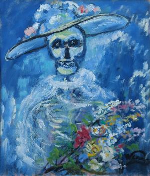 Willy Clevers met een vanitas schilderij