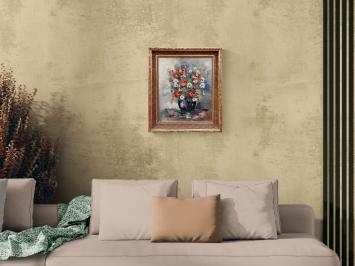 Stilleven met bloemen in donkere bolvaas