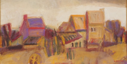 kunstenaar Marcel Cockx met een gesigneerd schilderij