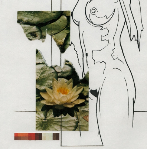 Eugène Eechaut met een tekening gemengde techniek