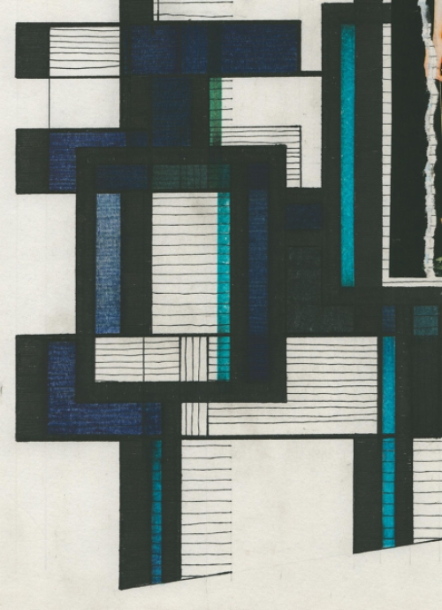 Eugène Eechaut met een collage op papier