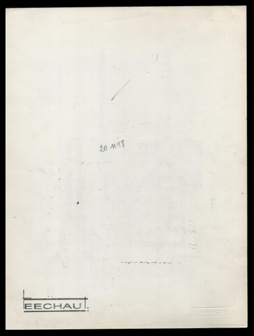 Eugène Eechaut met een tekening uit 1998