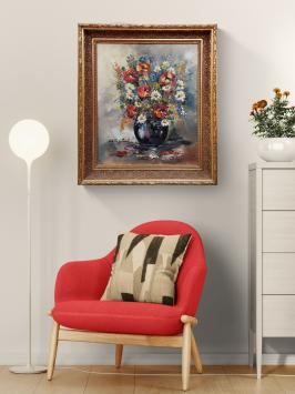 Stilleven met bloemen in donkere bolvaas