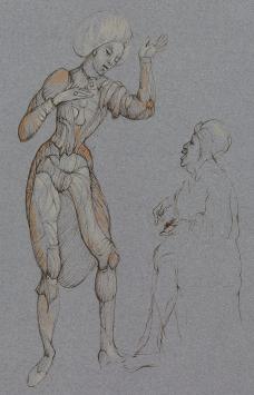 Leonor Fini met een droge naald ets uit 1981