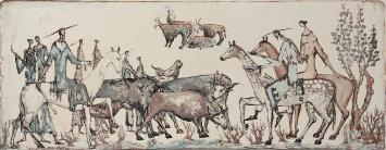 Kunstenaar Remy Cornelissen met een grafisch kunstwerk