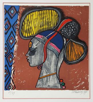 Lithographie Tribute to Léopold Sédar Senghor, poet and statesman of Senegal.