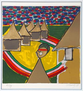 Lithographie Tribute to Léopold Sédar Senghor, poet and statesman of Senegal.