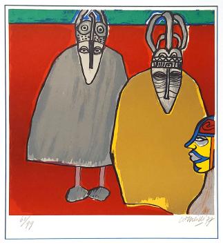 Lithographie Tribute to Léopold Sédar Senghor, poet and statesman of Senegal.