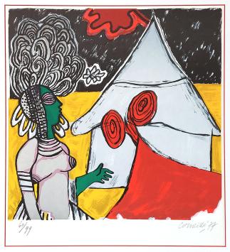 Lithographie Tribute to Léopold Sédar Senghor, poet and statesman of Senegal.