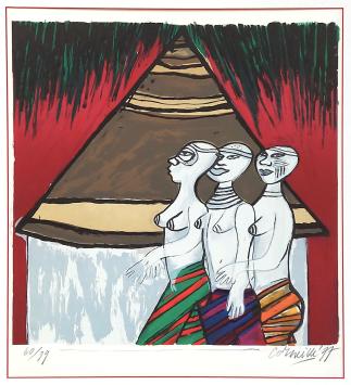 Lithographie Tribute to Léopold Sédar Senghor, poet and statesman of Senegal.