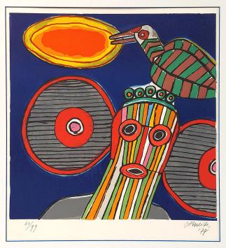 Lithographie Tribute to Léopold Sédar Senghor, poet and statesman of Senegal.