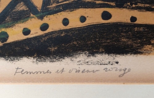 Femme et oiseau rouge 27/30 1968