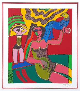 Litho van Corneille 1991, gesigneerd
