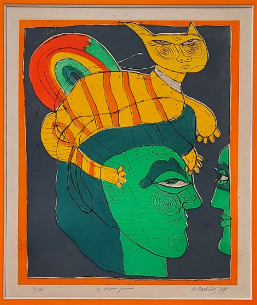 Litho van Corneille 1977 le chat jaune