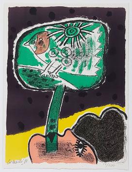 Litho uit 1986 van Corneille kopen, dame en vogel