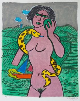Litho uit 1998 van Corneille kopen, Eva in het paradijs