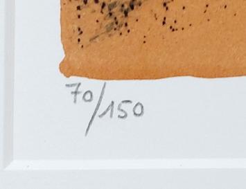 Litho van de kunstenaar Corneille vrouw vis en zon