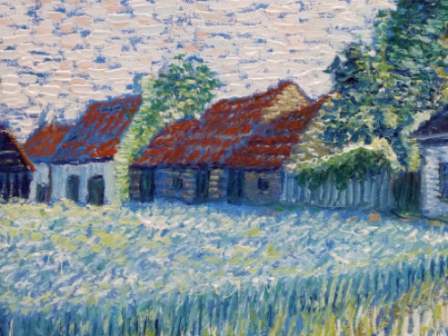 Kunstschilder Cornel Snels met een landschap met brug