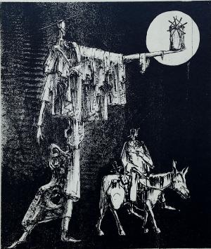 Kunstenaar Remy Cornelissen met een litho