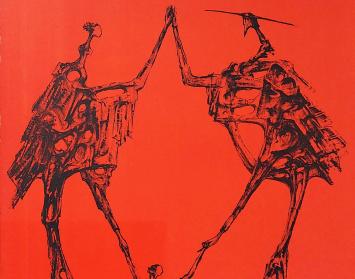 Kunstenaar Remy Cornelissen met een grafisch kunstwerk