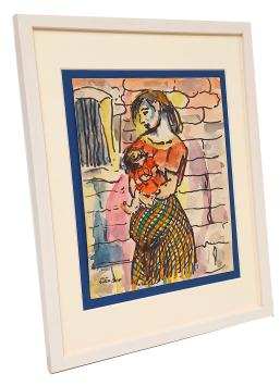 De zwangere mama met haar peutertje